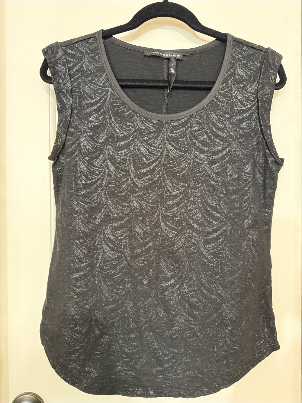 White House Black Market Black Metallic-Pattern Sleeveless Tank